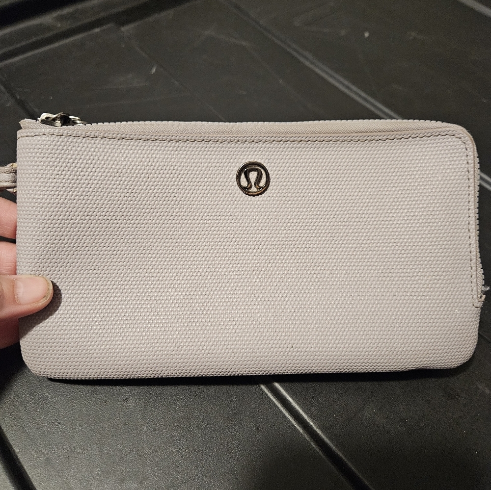 lululemon athletica grey/ Blush Pink Zip Wristlet